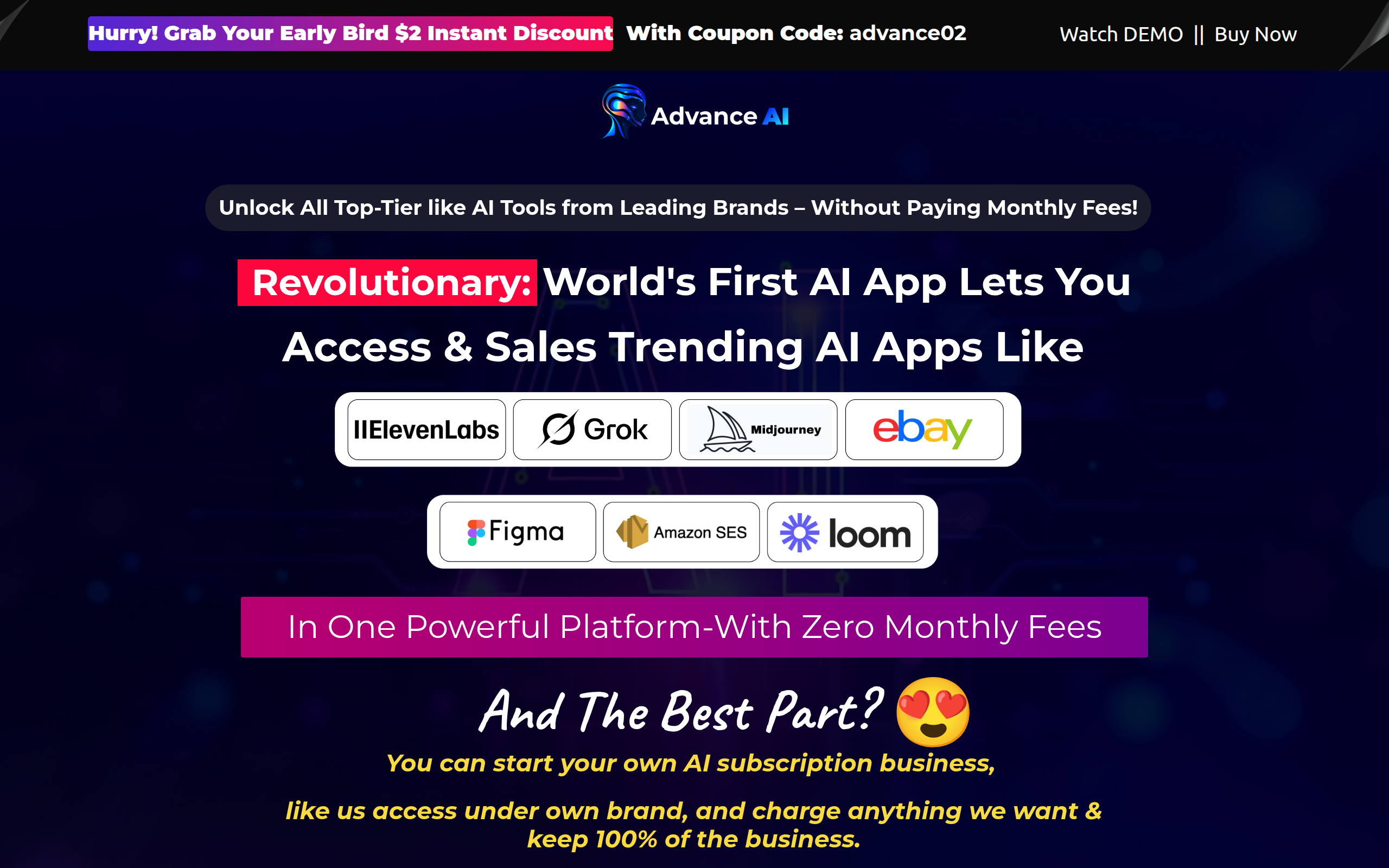 Screenshot of advanceai.live