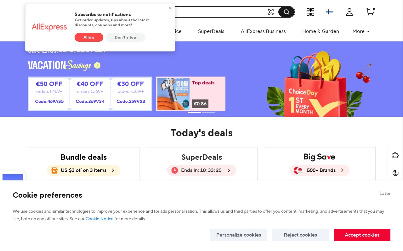 Screenshot of aliexpress.com