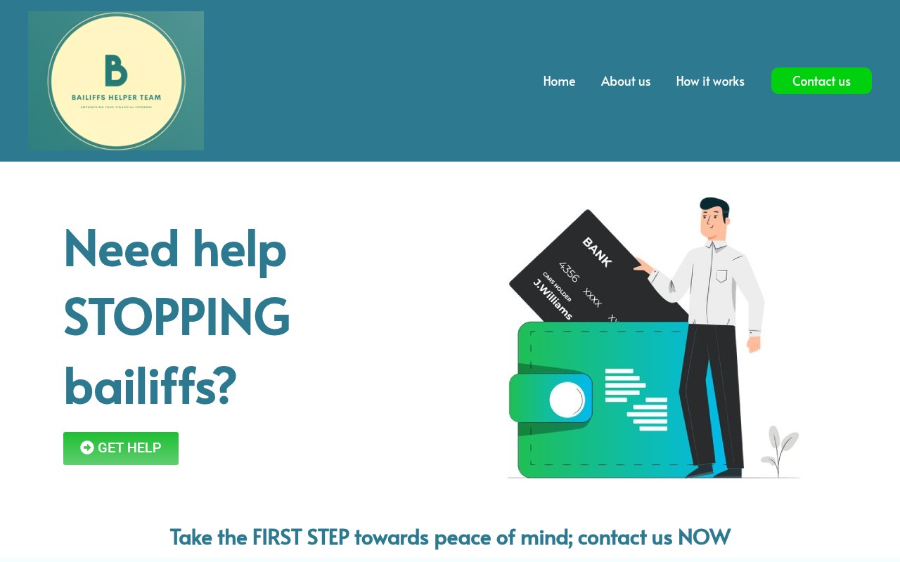 Screenshot of bailiffshelperteam.co.uk