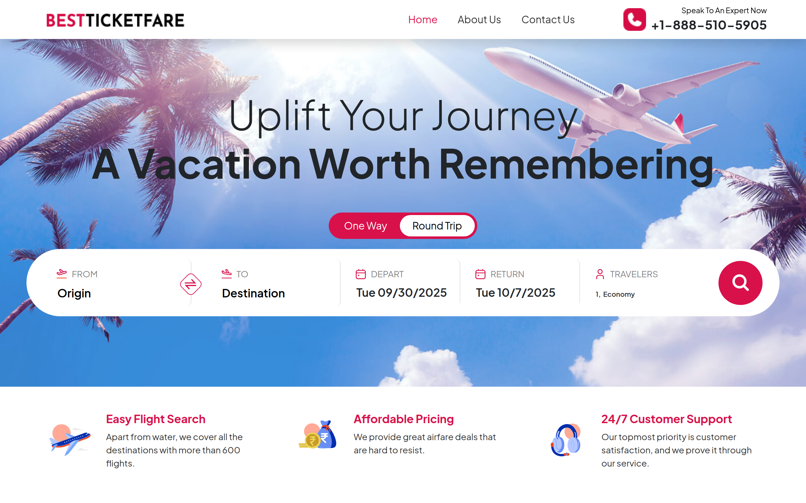 Screenshot of bestticketfare.com