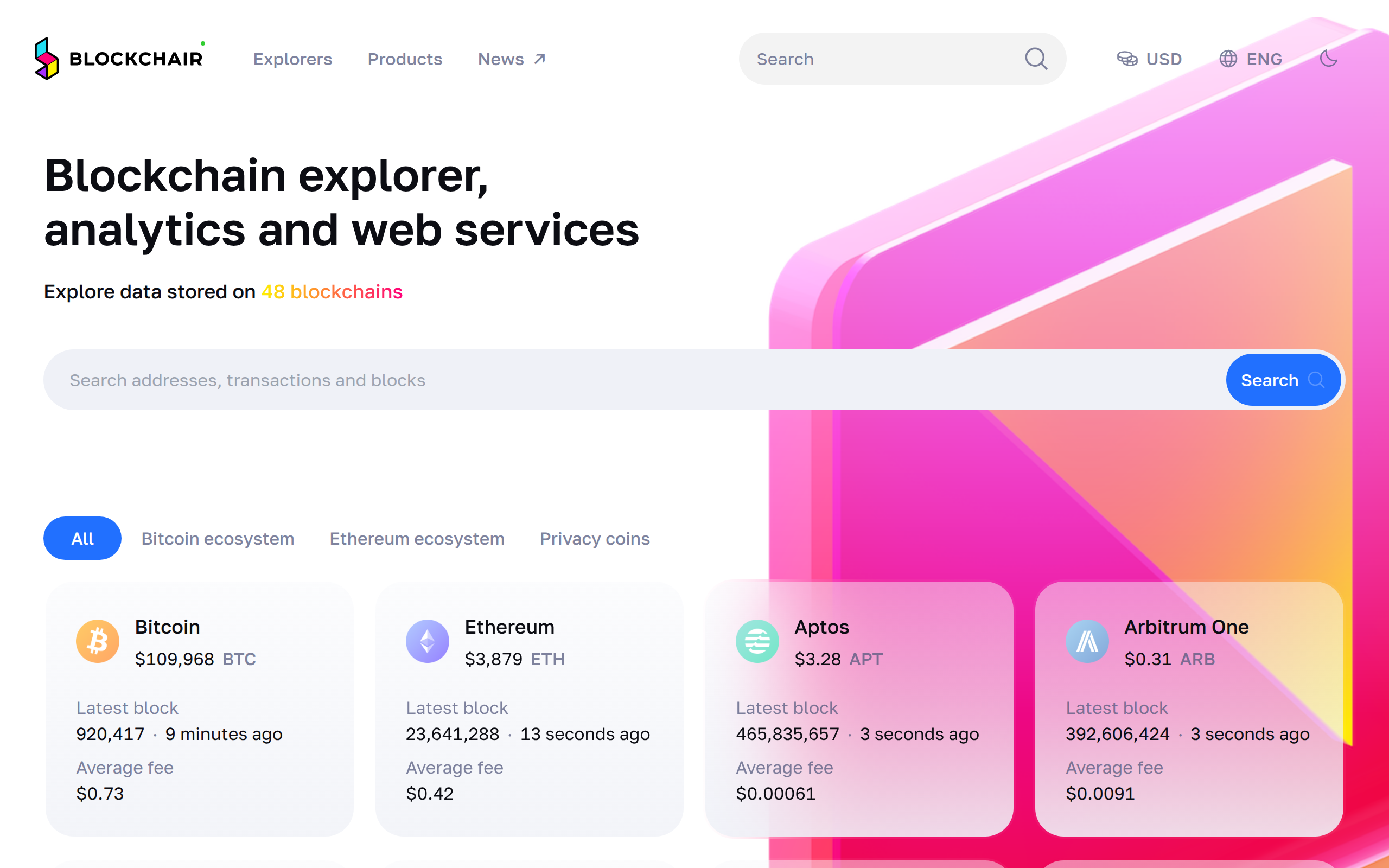 Screenshot of blockchair.com
