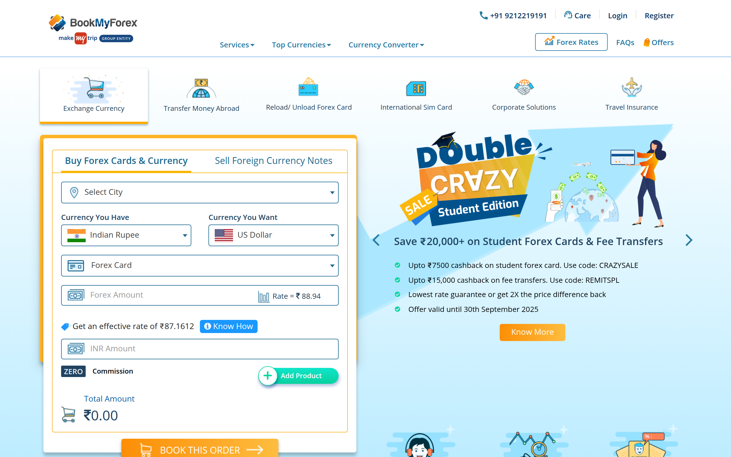 Screenshot of bookmyforex.com