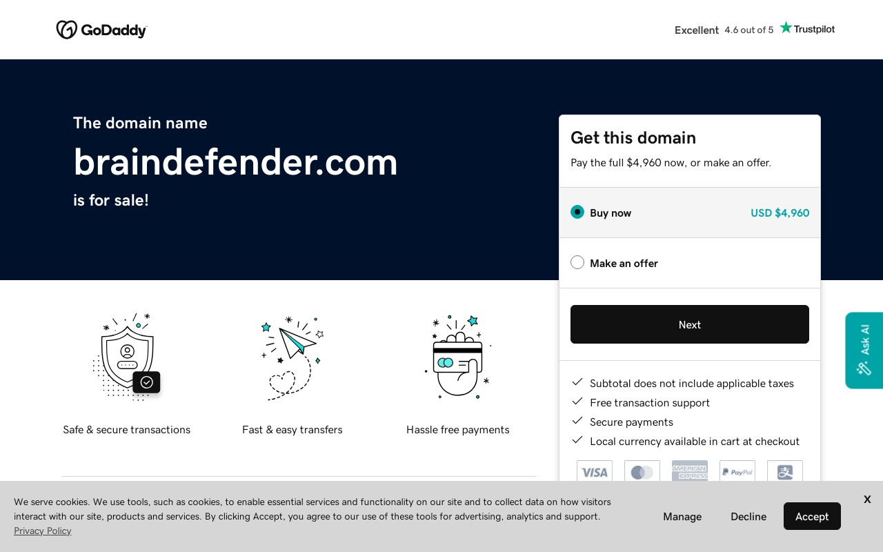 Screenshot of braindefender.com
