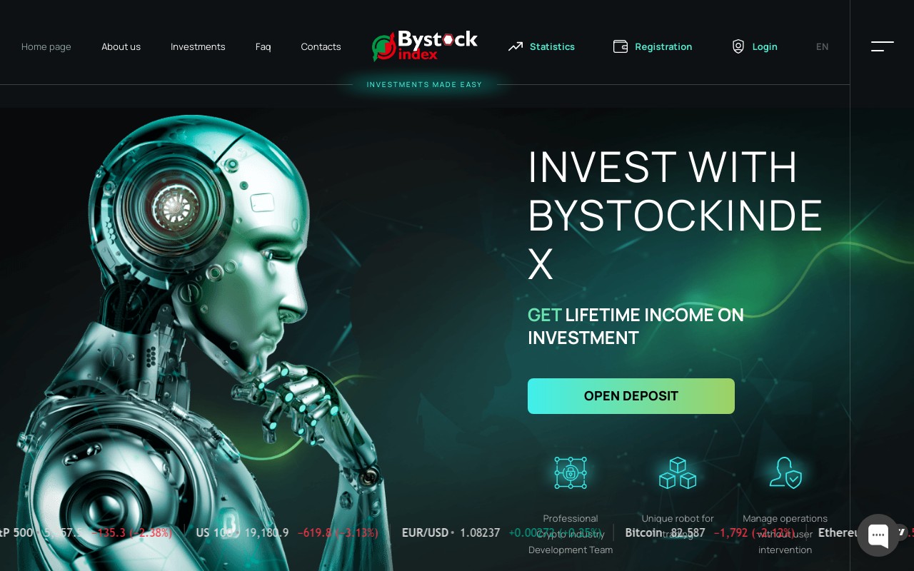 Screenshot of bystockindex.com