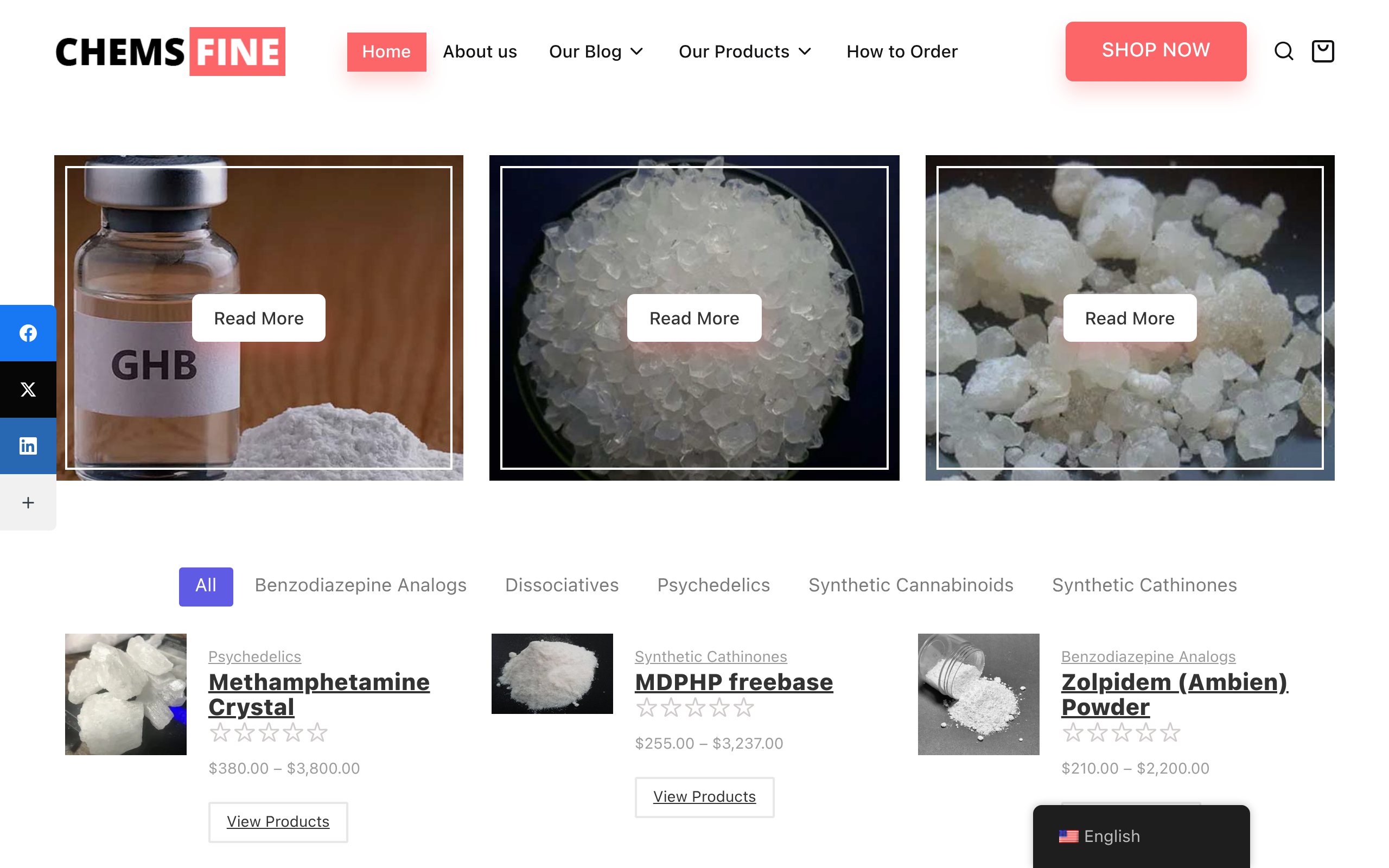 Screenshot of chemsfine.com