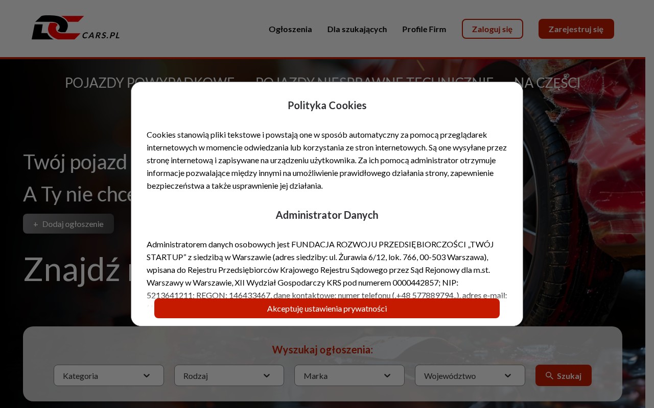Screenshot of dccars.pl