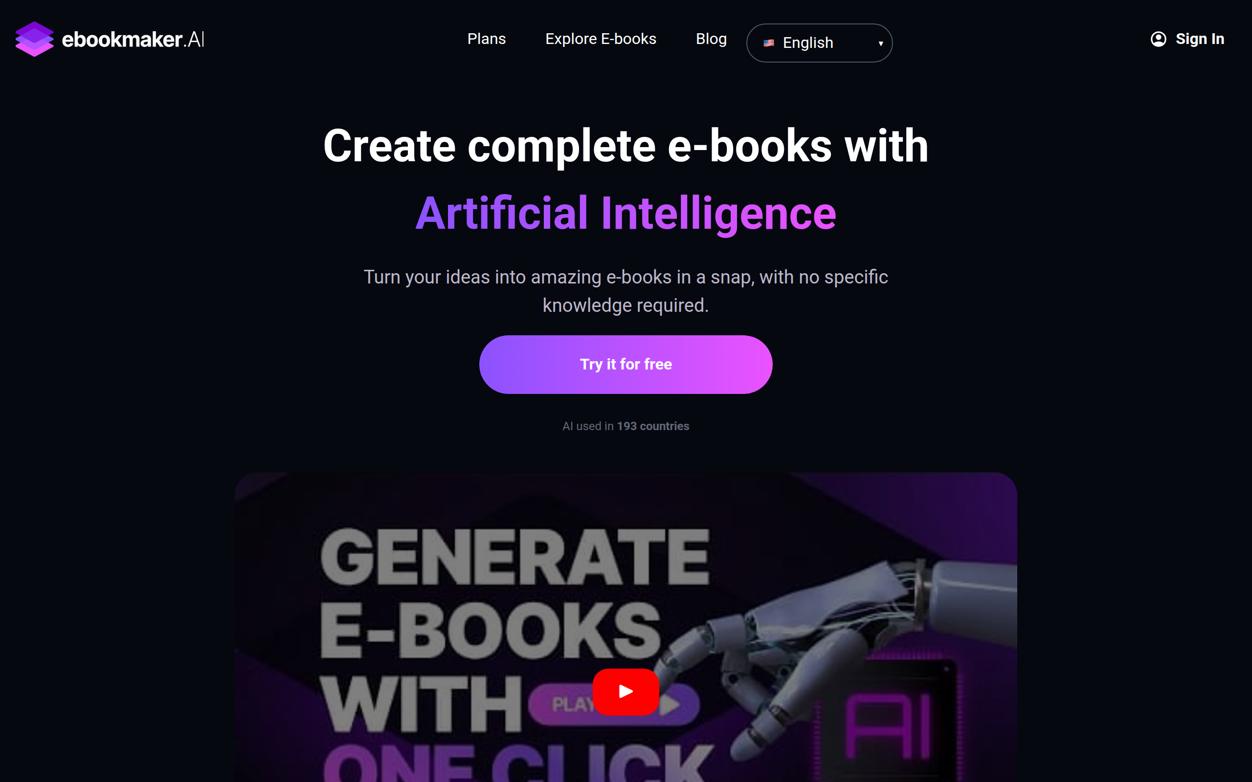 Screenshot of ebookmaker.ai
