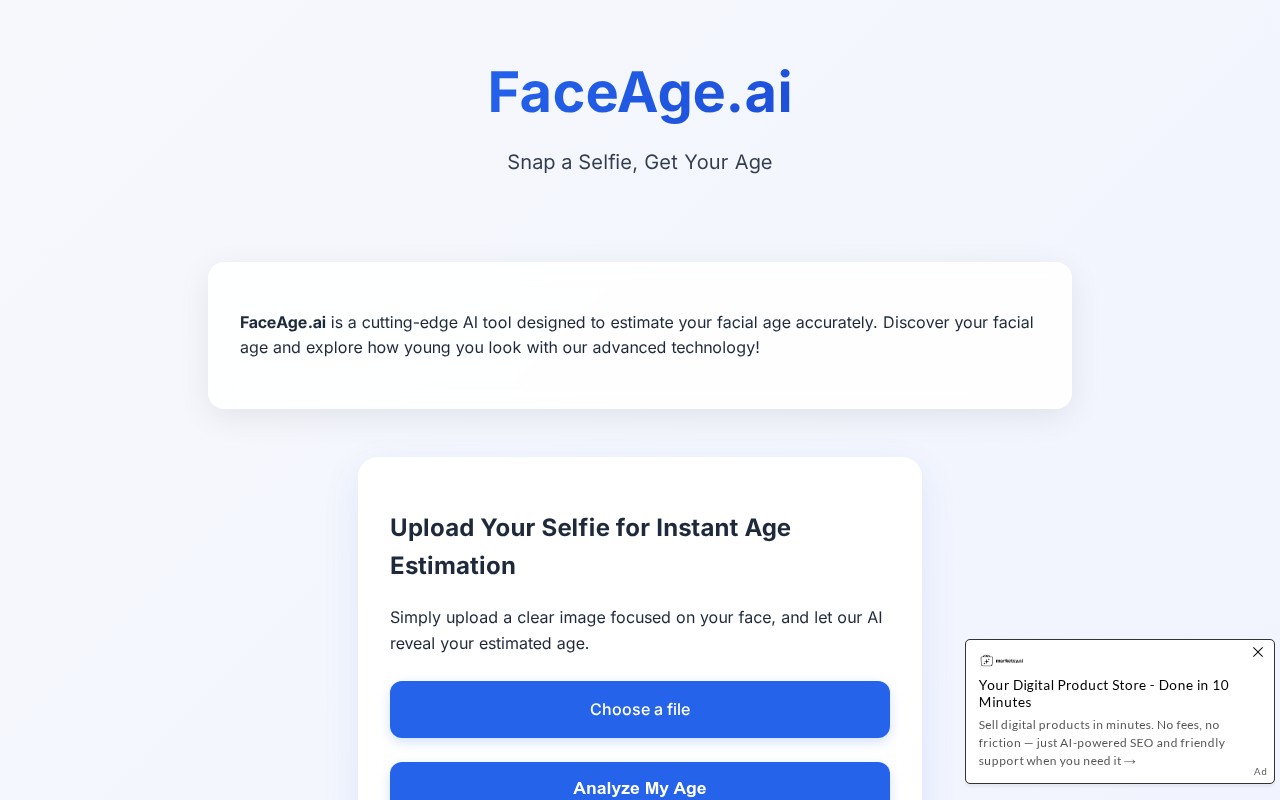 Screenshot of faceage.ai