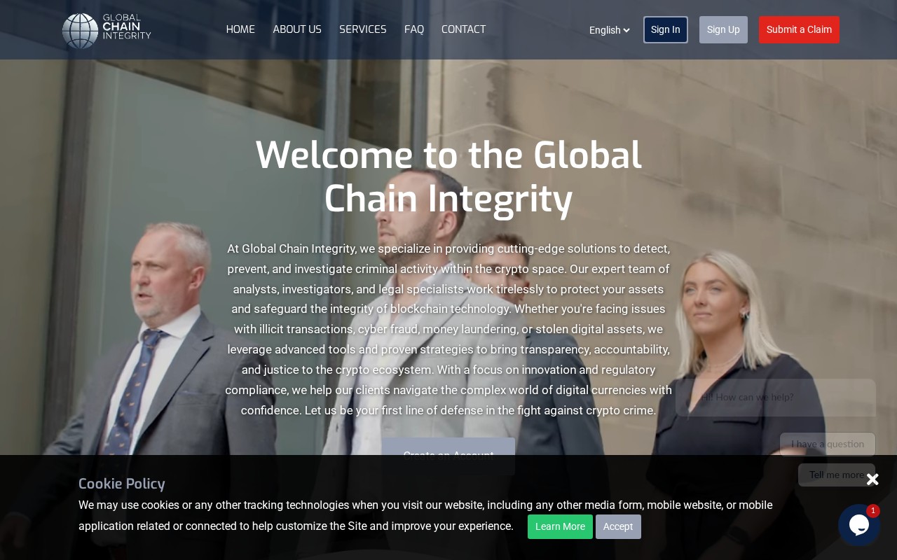 Screenshot of globalchainintegrity.com