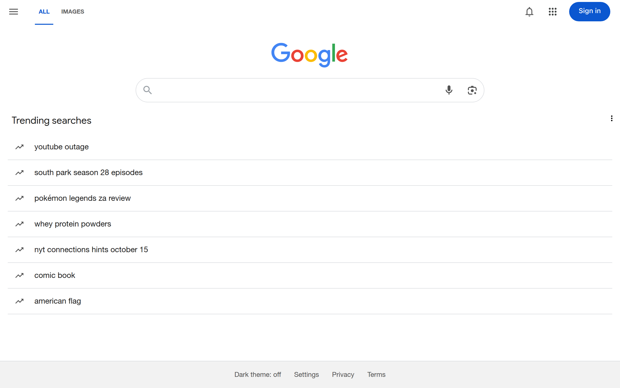 Screenshot of google.com