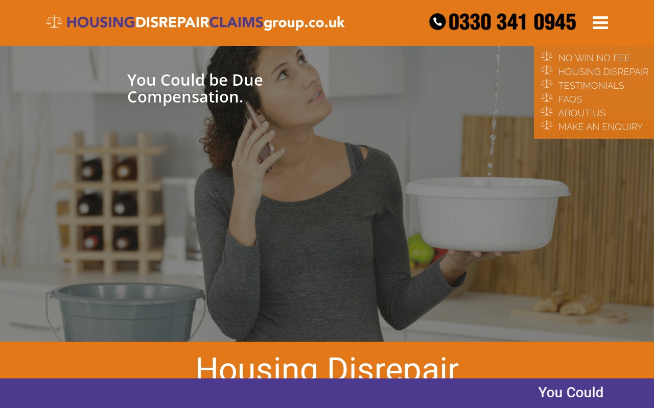 Screenshot of housingdisrepairclaimsgroup.co.uk