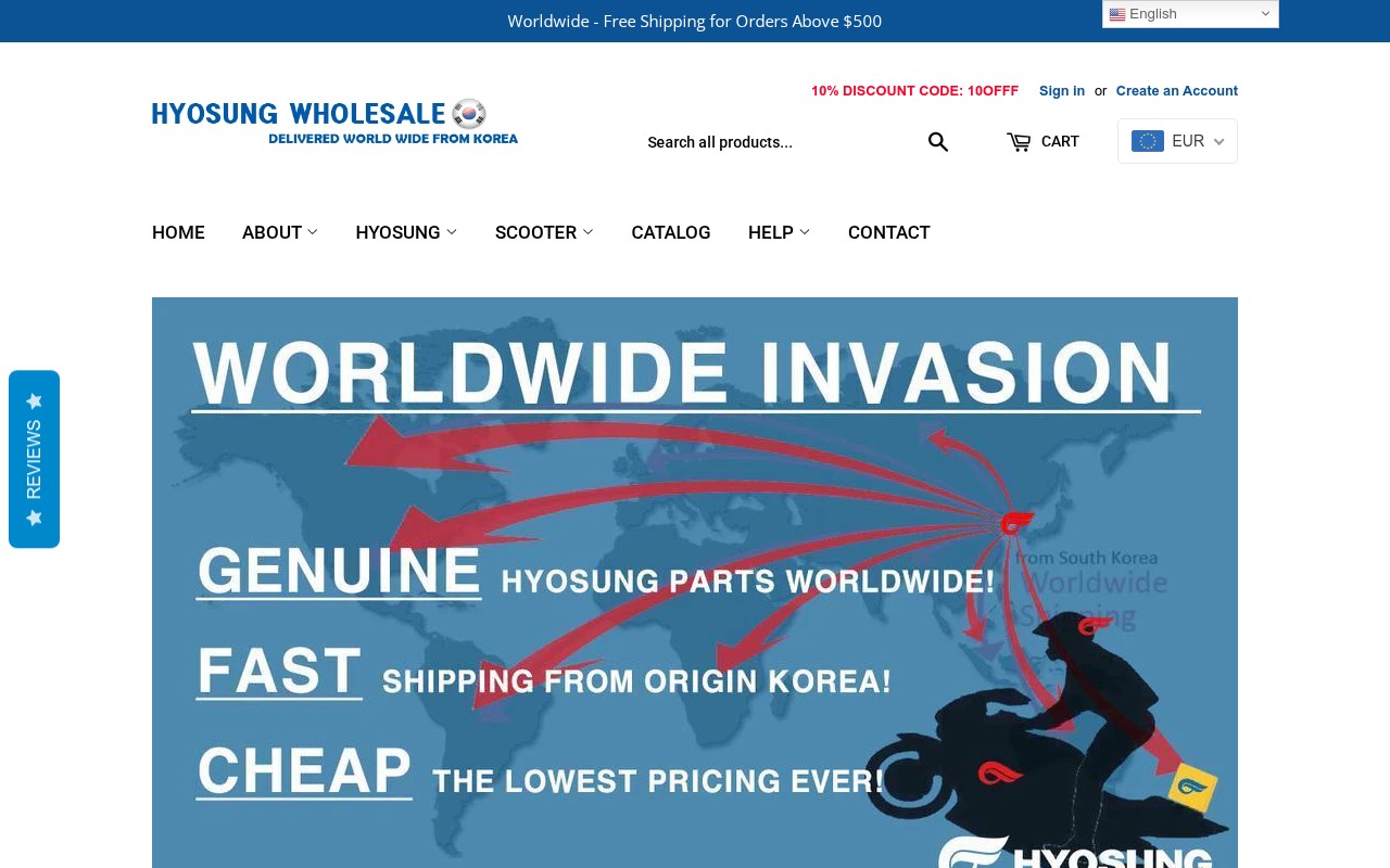 Screenshot of hyosungwholesale.com