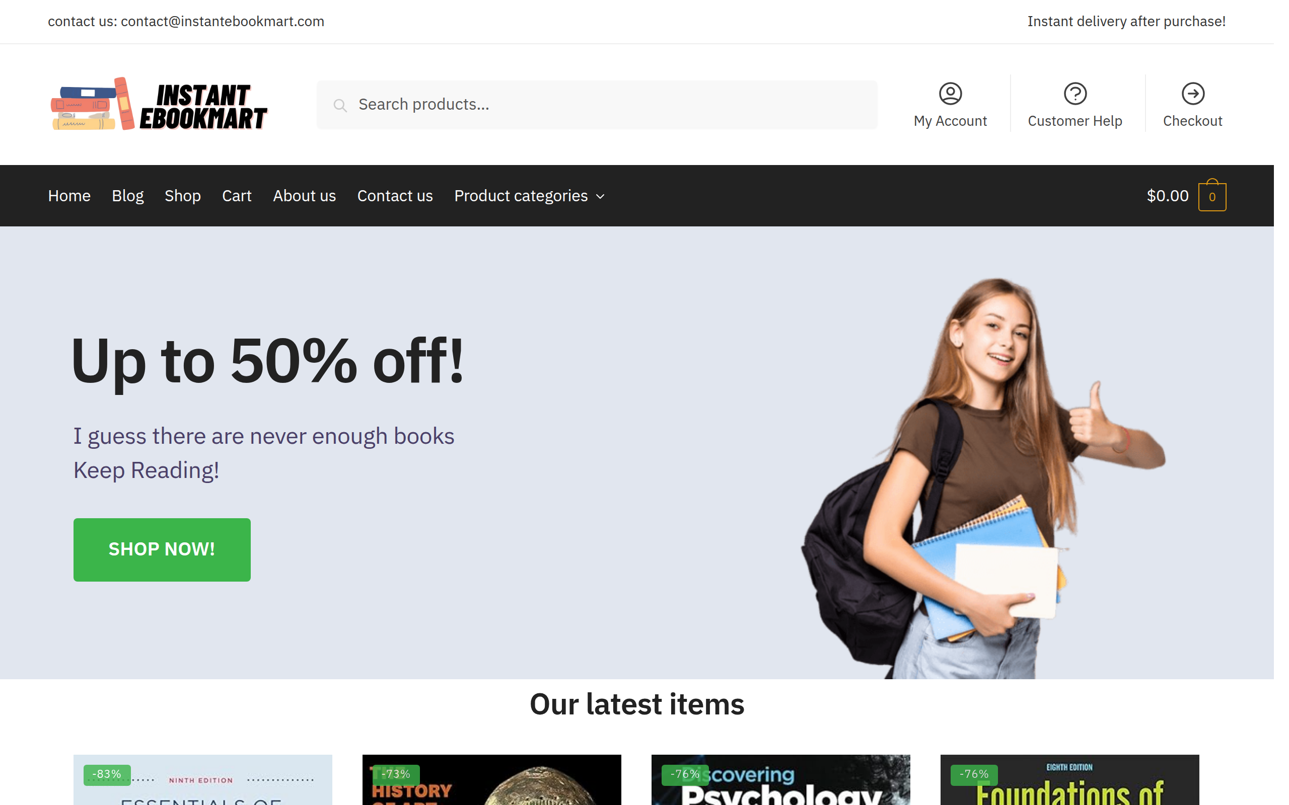 Screenshot of instantebookmart.com