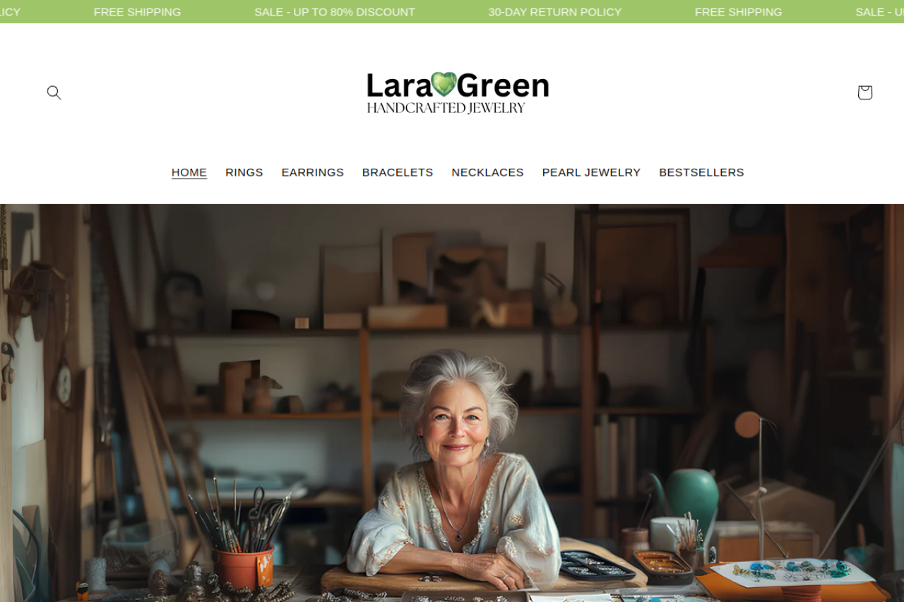 Screenshot of laragreenjewelry.com