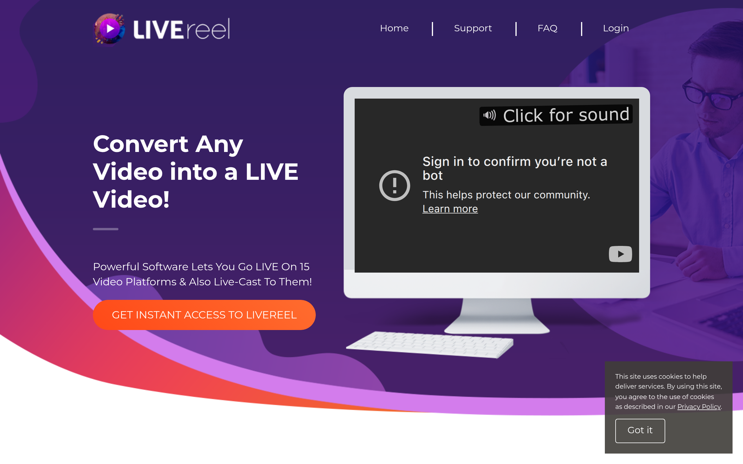 Screenshot of livereel.io