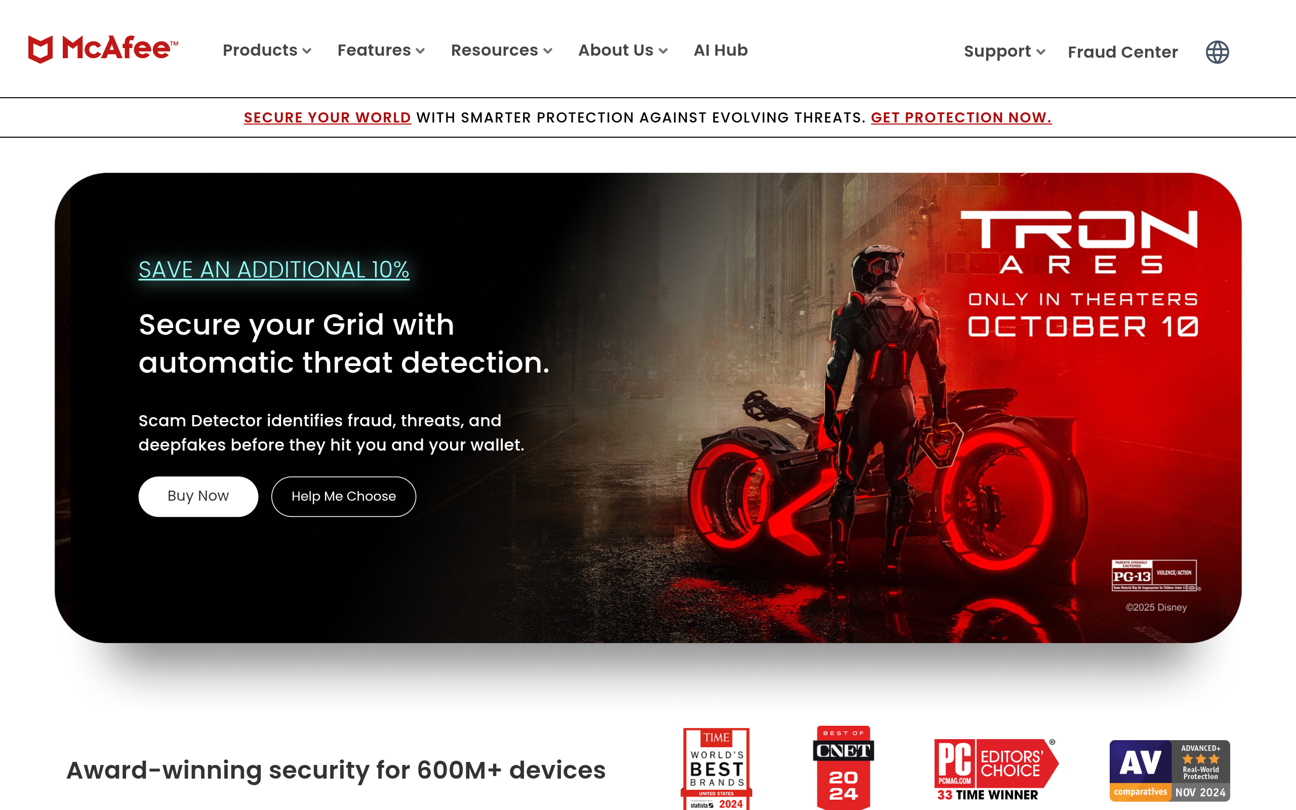 Screenshot of mcafee.com