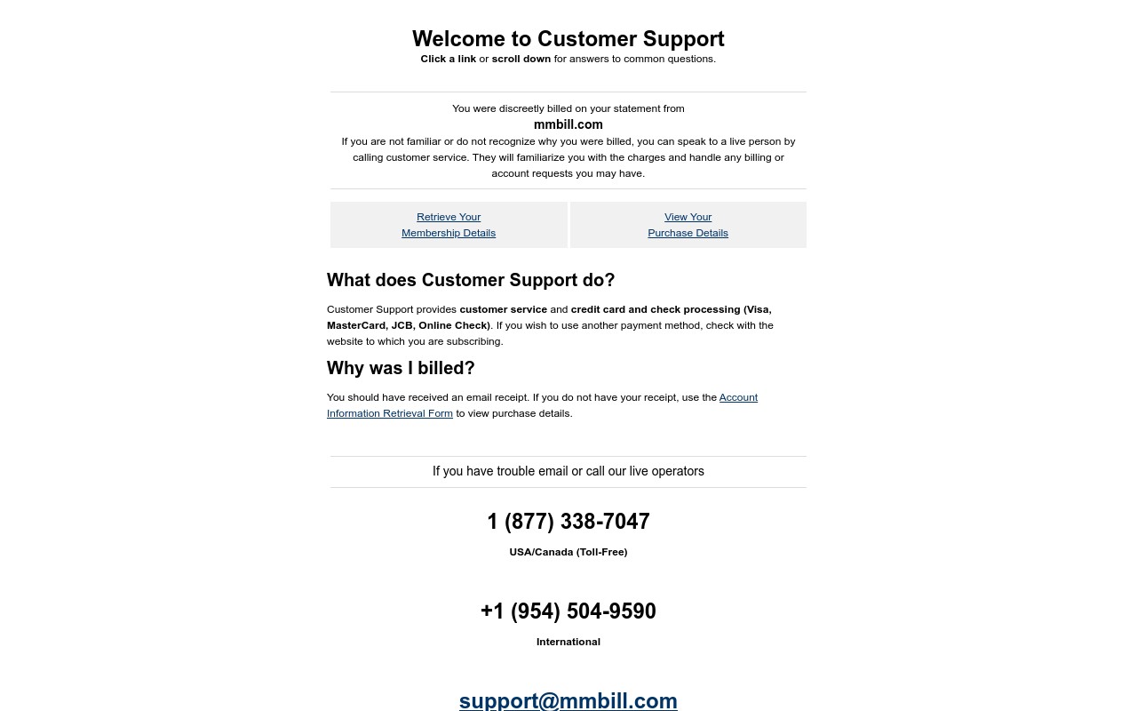 Screenshot of mmbill.com