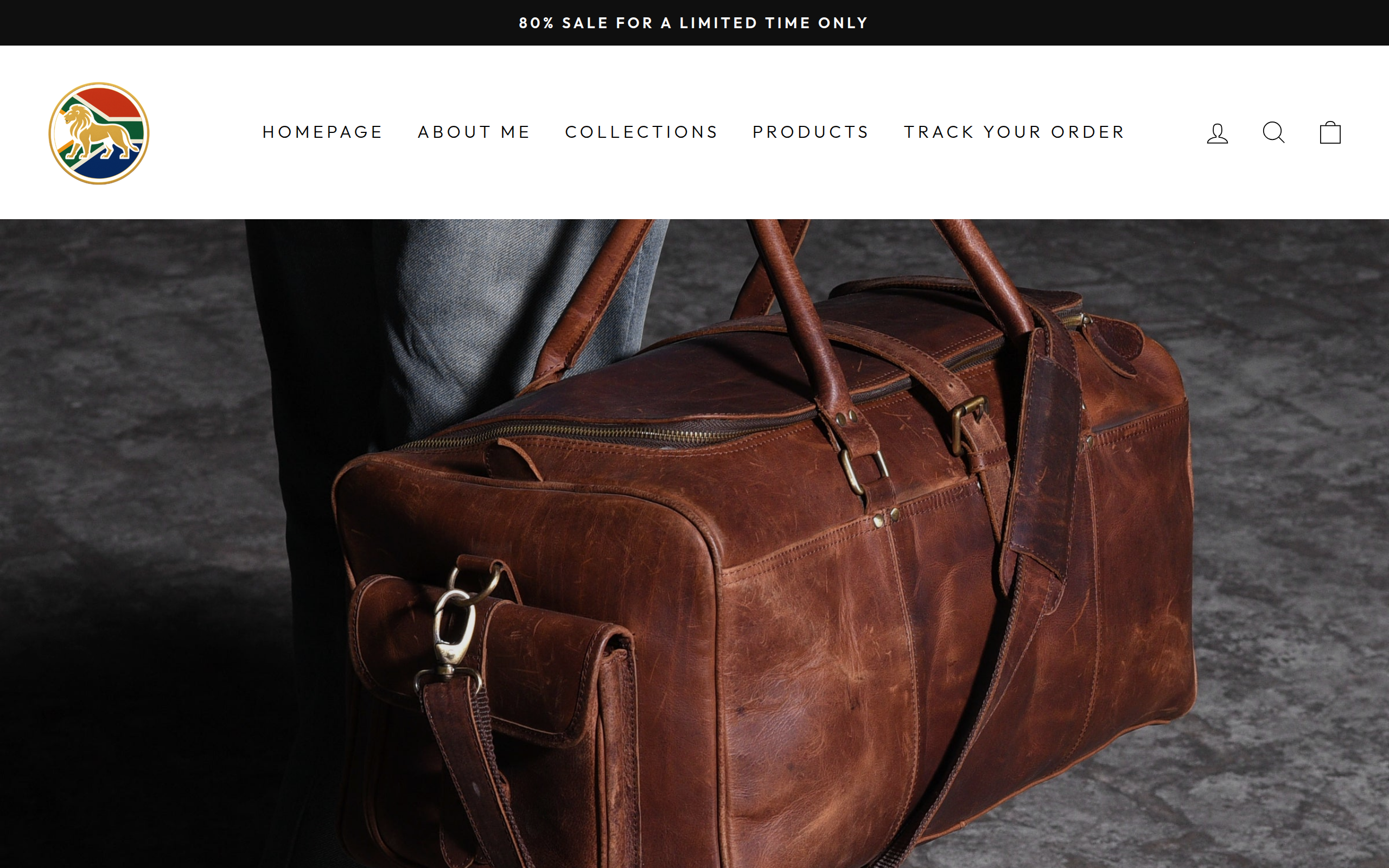 Screenshot of myleatherbags.co.za