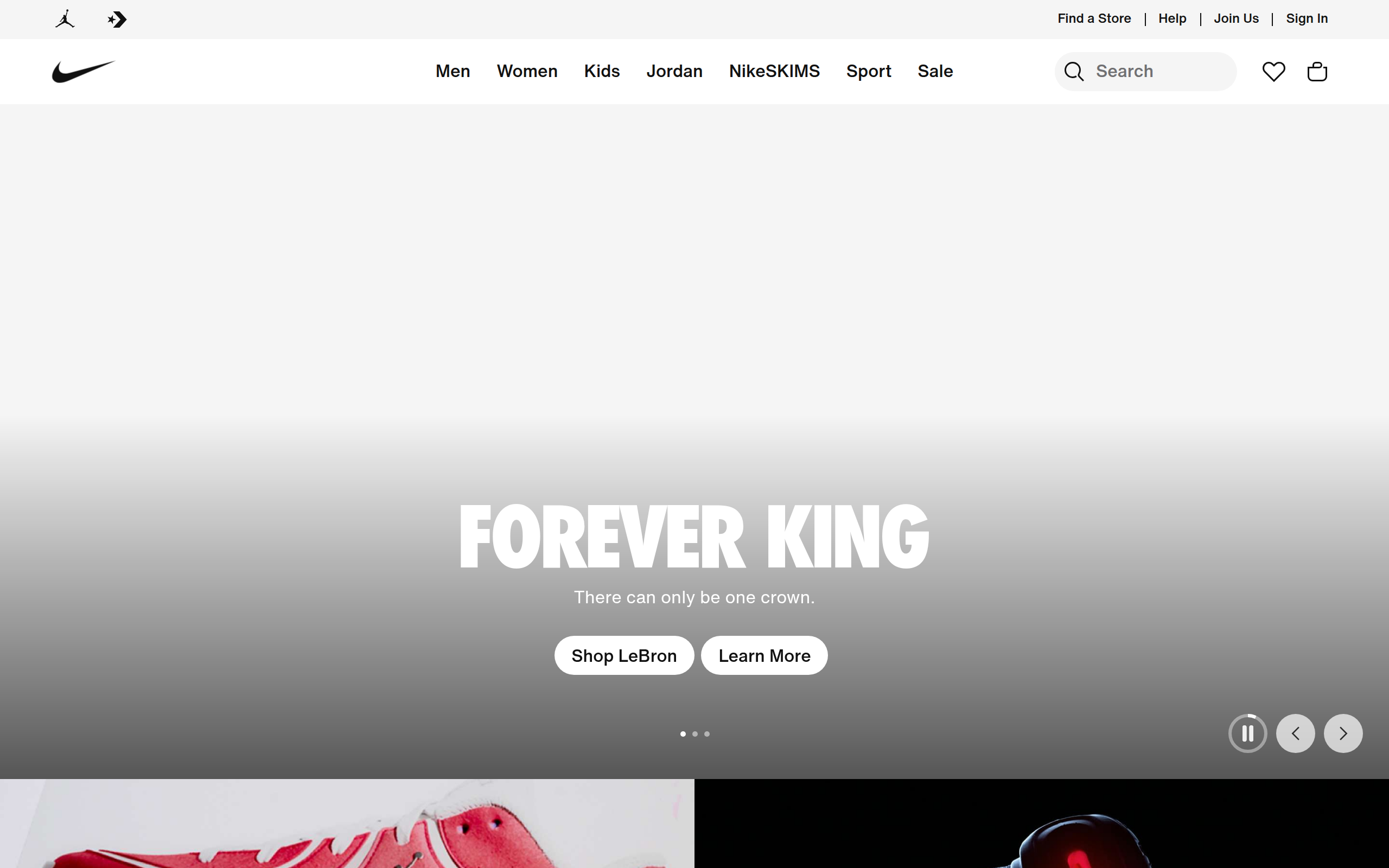 Screenshot of nike.com