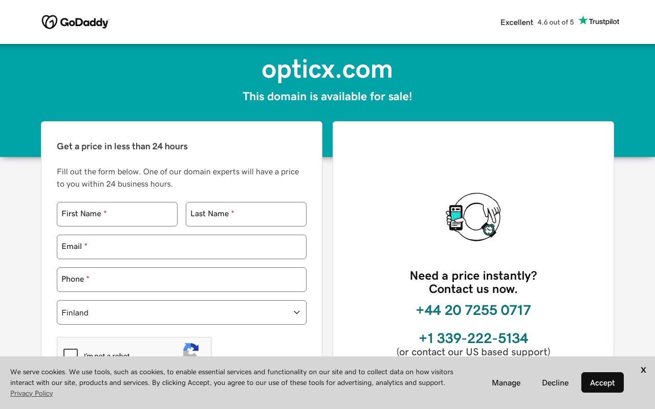 Screenshot of opticx.com