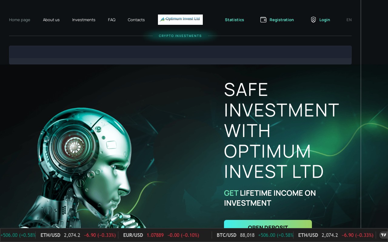 Screenshot of optimuminvestltd.com