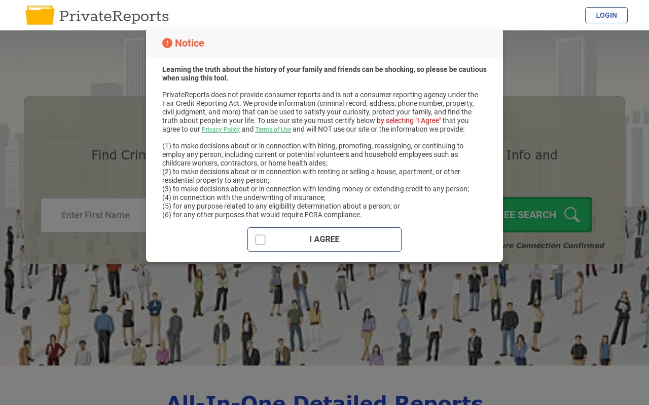 Screenshot of privatereports.com