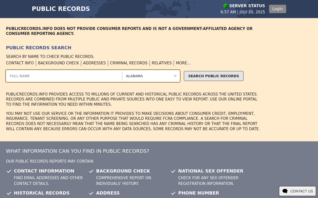 Screenshot of publicrecords.info