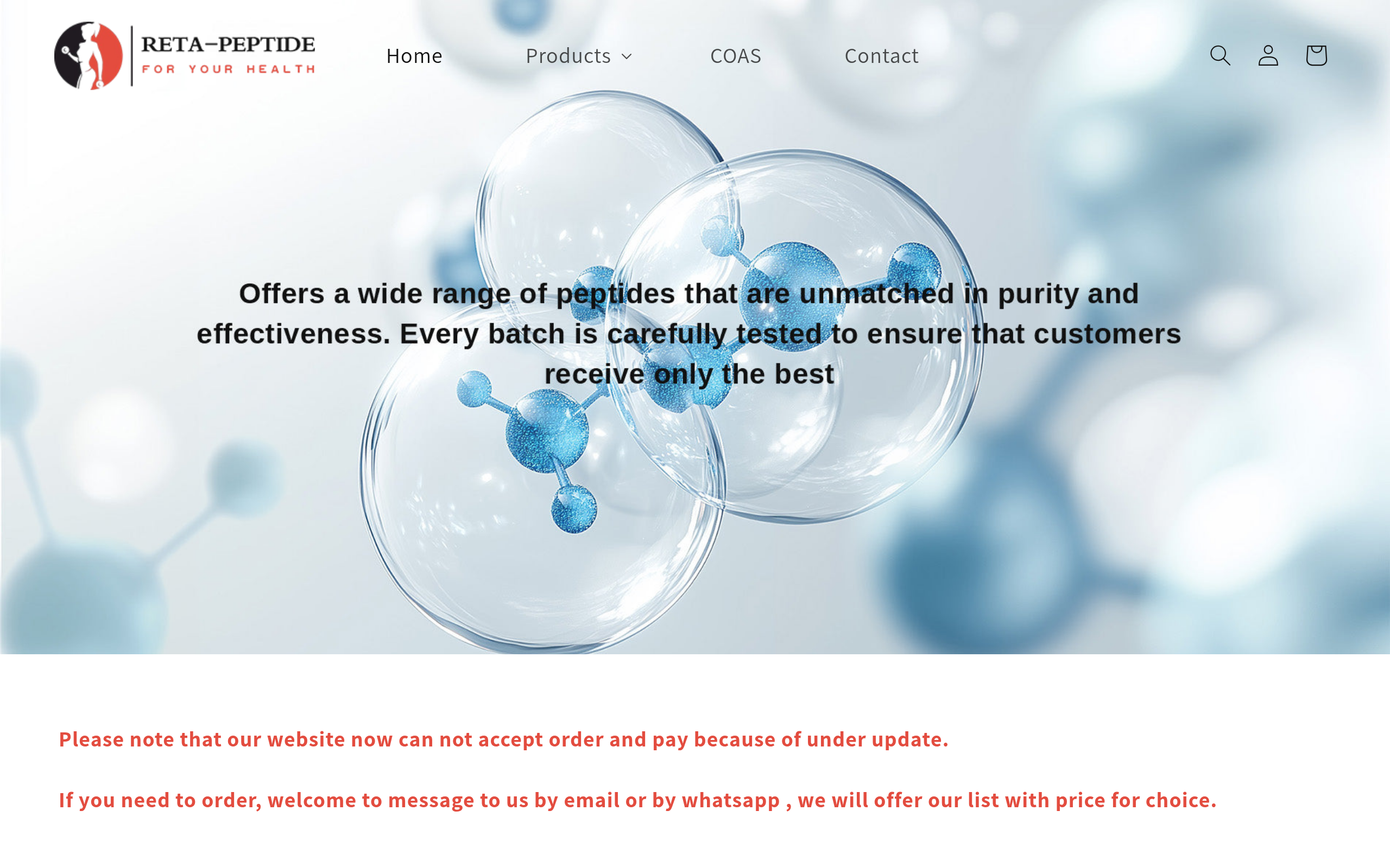 Screenshot of reta-peptide.com
