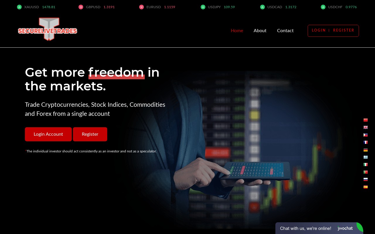 Screenshot of securelivetrades.io