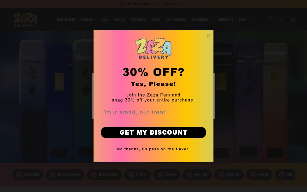 Screenshot of shopzazadelivery.com