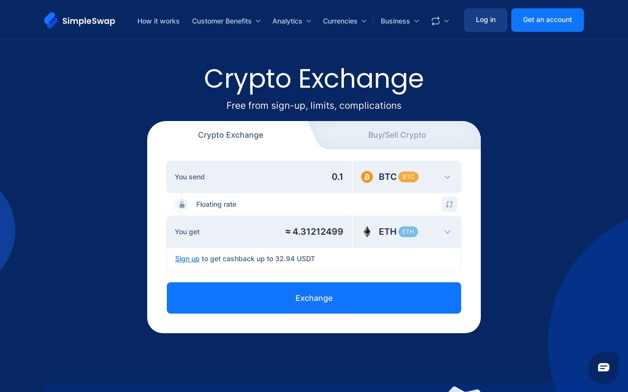 Screenshot of simpleswap.io