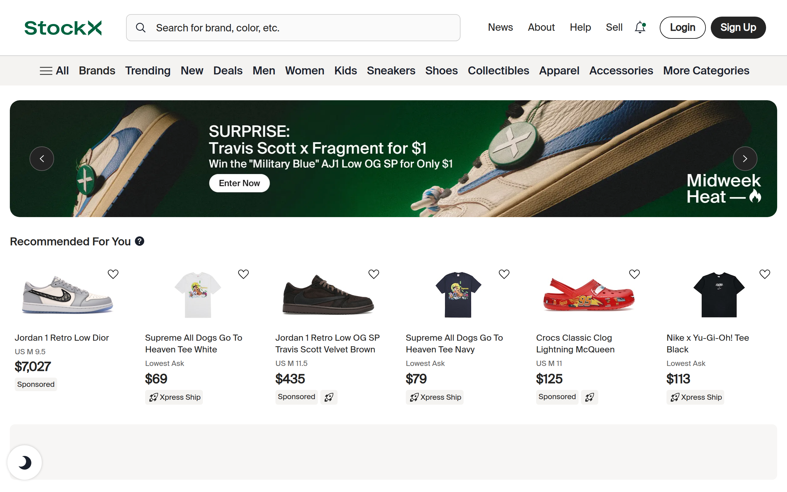Screenshot of stockx.com