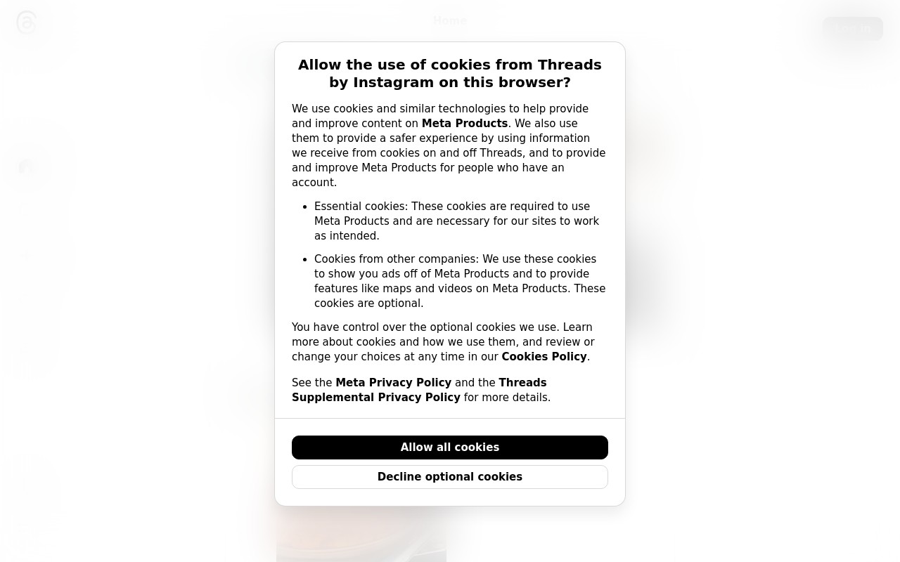 Screenshot of threads.com