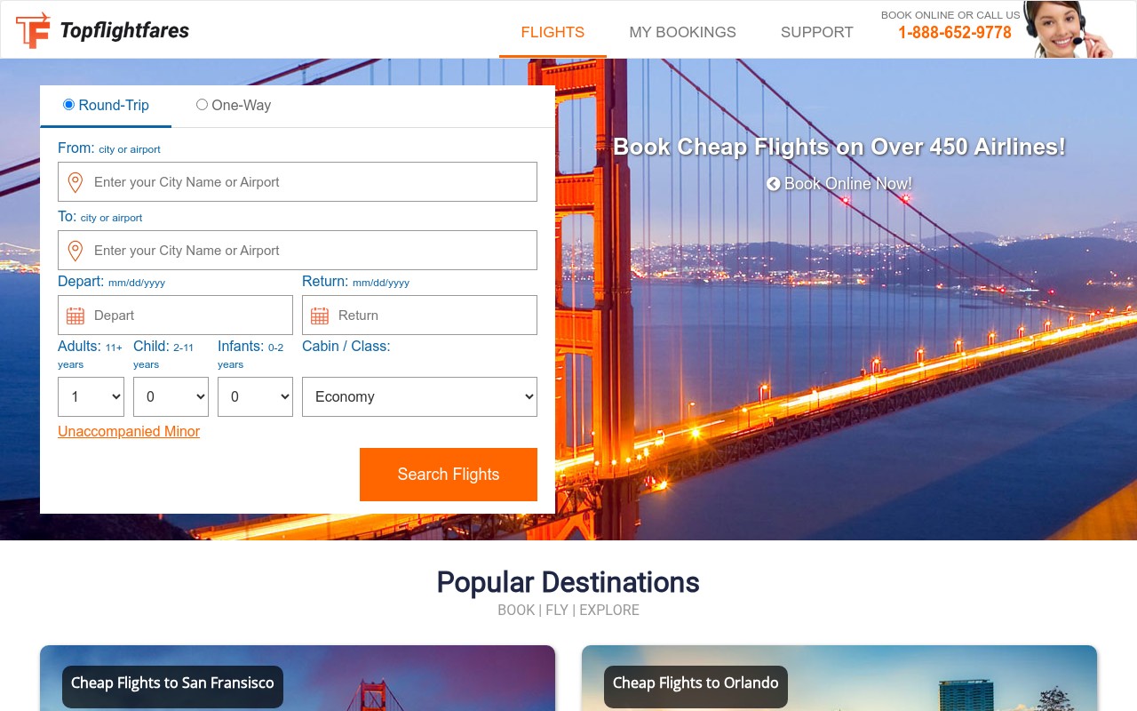Screenshot of topflightfares.com
