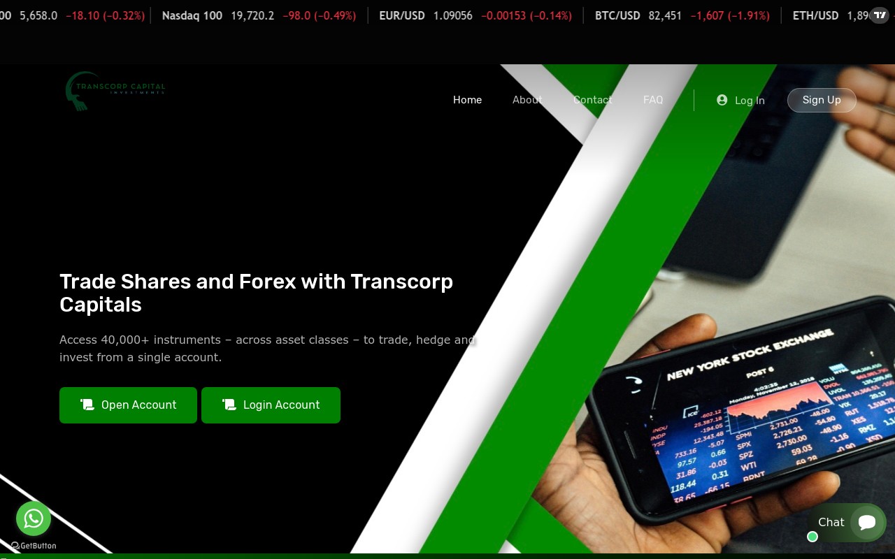 Screenshot of transcorpcapital.live