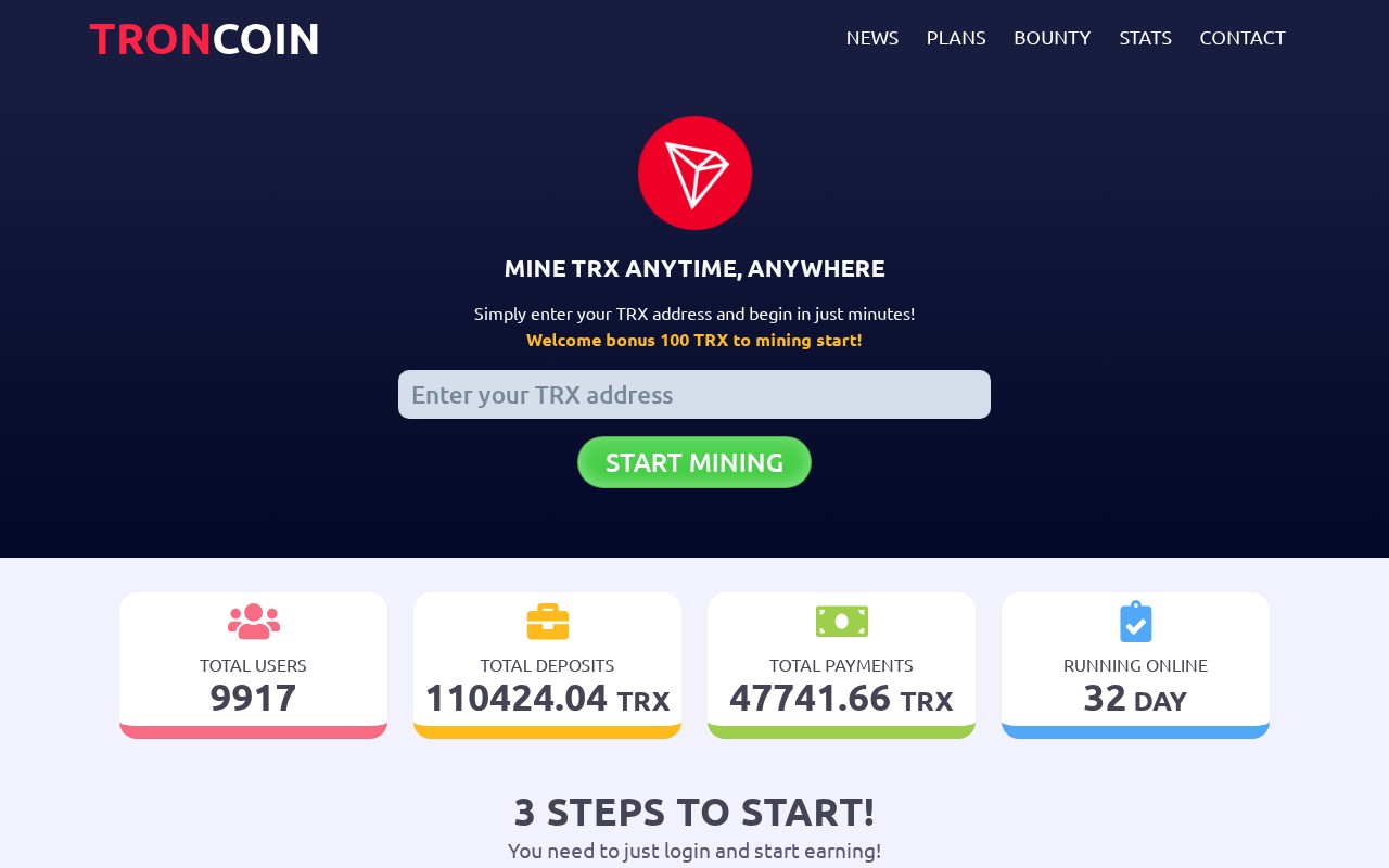 Screenshot of troncoin.biz