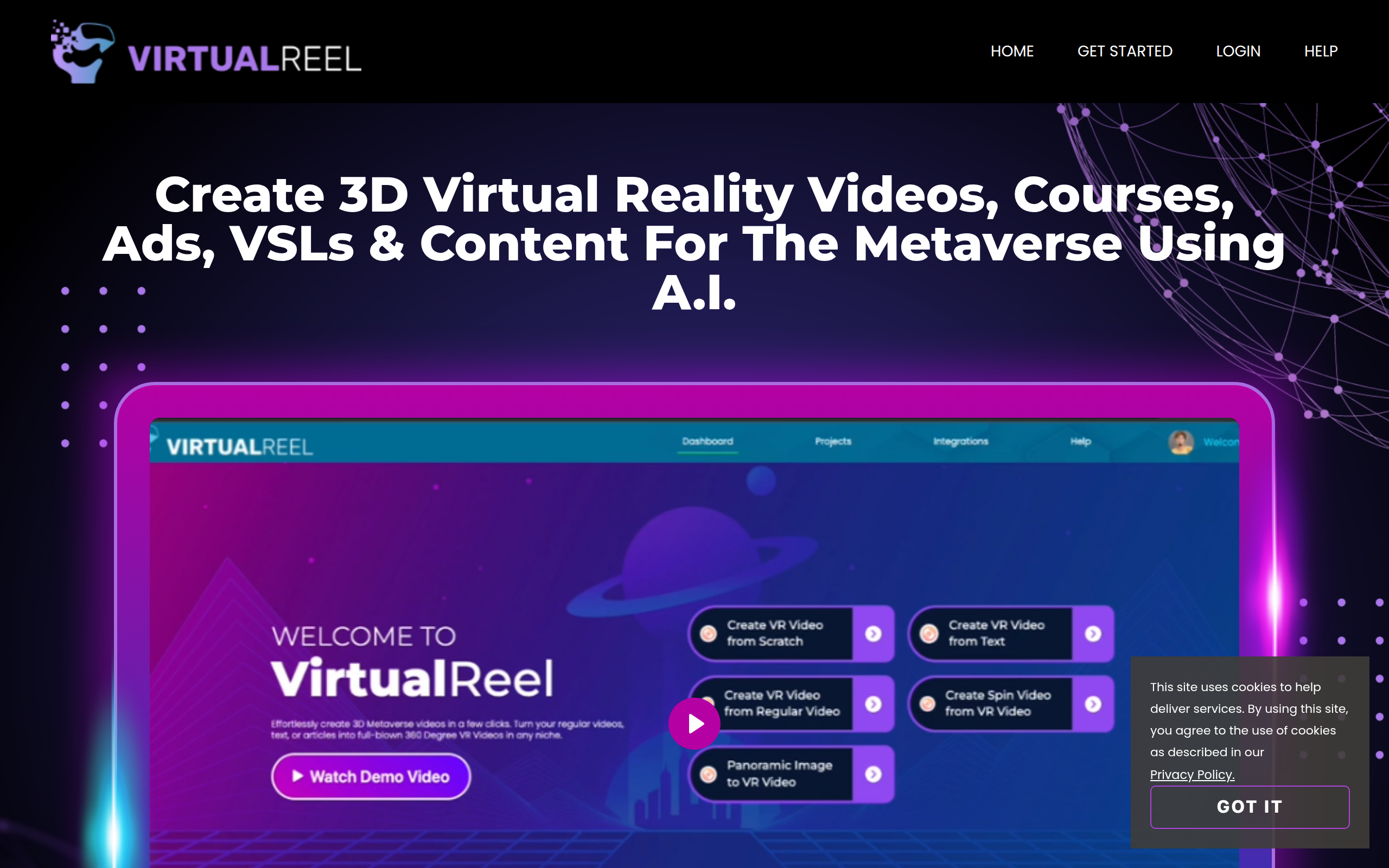 Screenshot of virtualreel.io