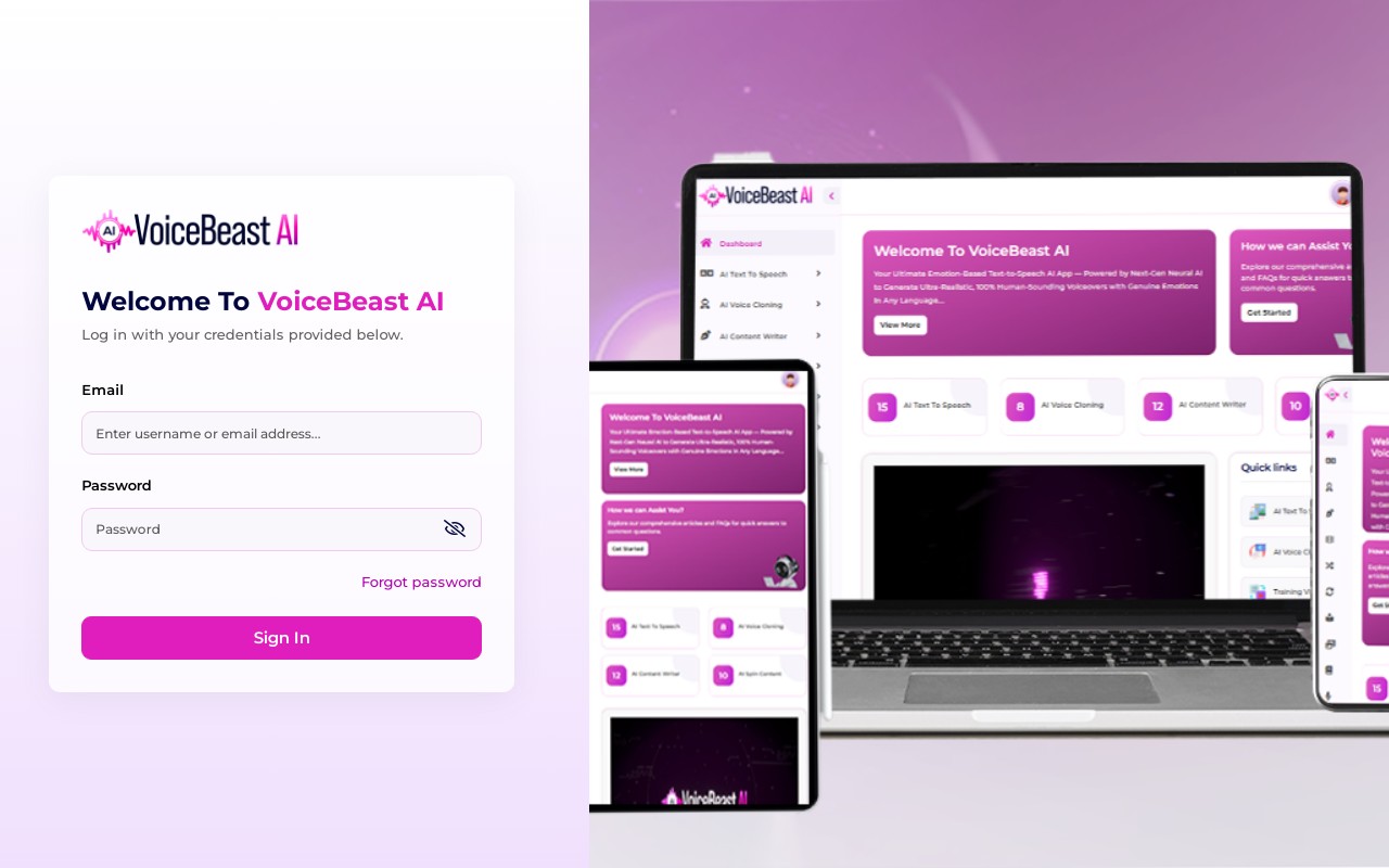 Screenshot of voicebeastai.com