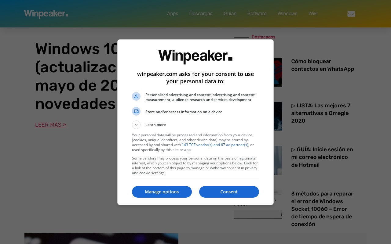 Screenshot of winpeaker.com