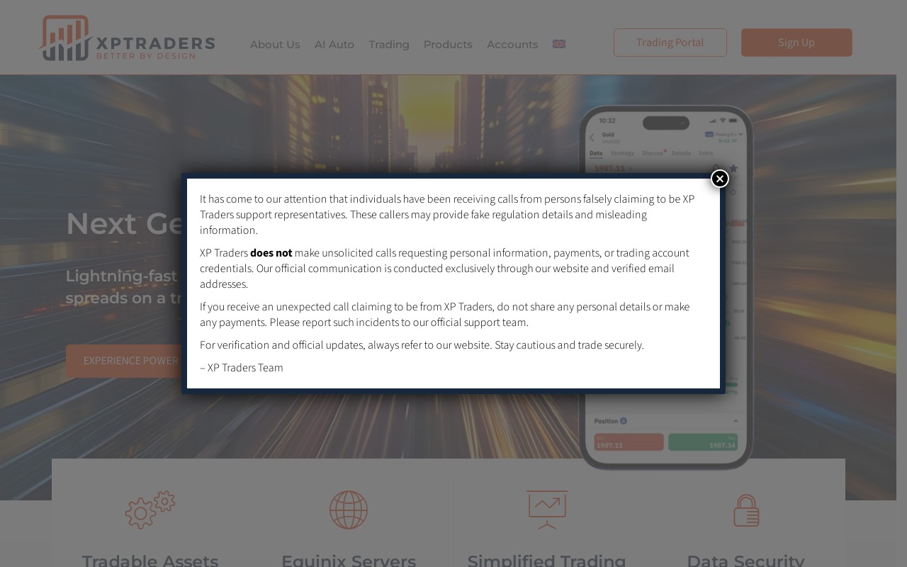 Screenshot of xptraders.com