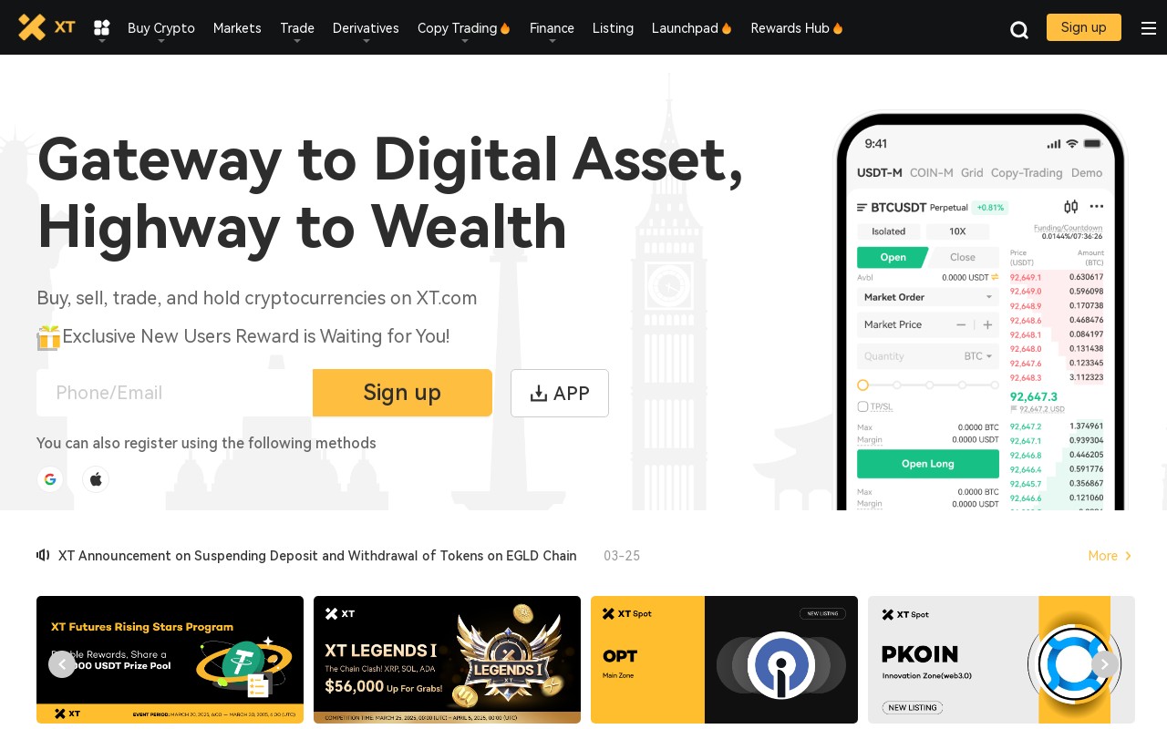 Screenshot of XT.com